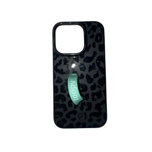 Loopy Case Leopard Print Black Mint Green Gripper for iPhone 14 Pro 6.1
